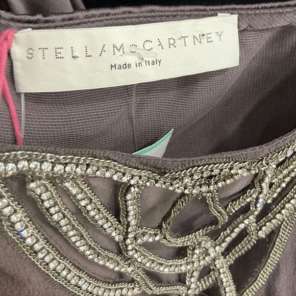 Stella McCartney M 40 Brown Slip Dress Crystal NWD Y2K does 20s VTG Gatsby $1295 - Picture 12 of 15